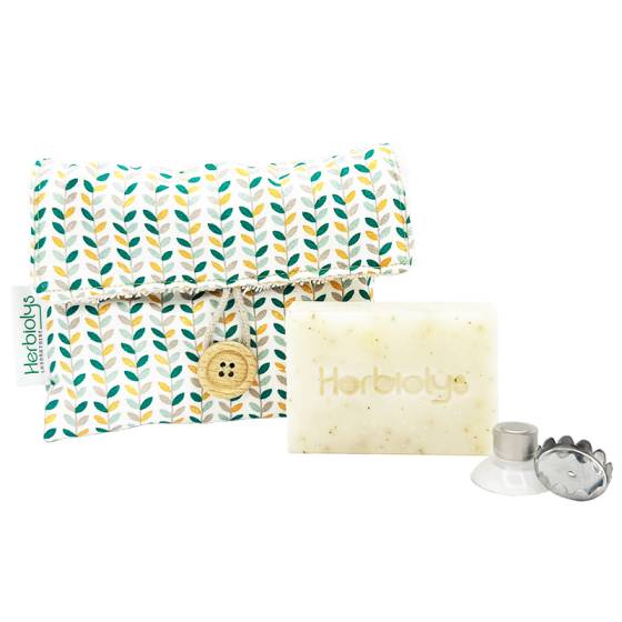 Pack Pochette + savon Herbiolys (savon au choix) + porte-savon aimanté