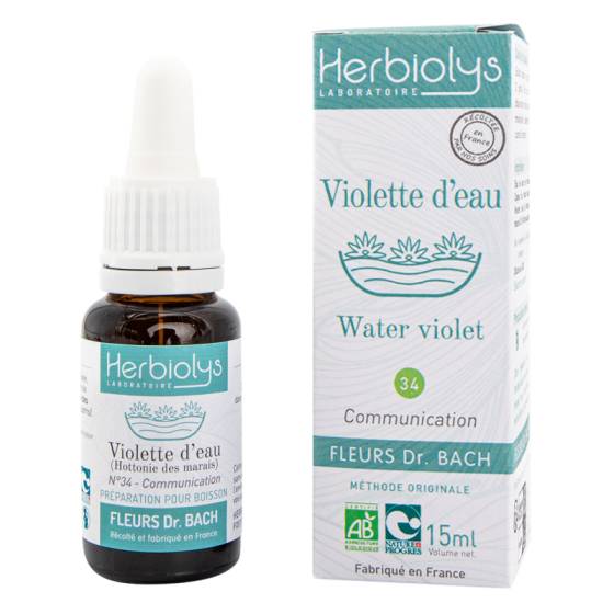 Elixir floral de Bach n°34 Water violet (Violette d'eau) frais BIO – Fleur Dr Bach Herbiolys