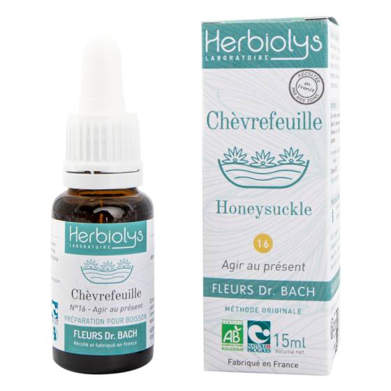 Elixir floral de Bach n°16 Honeysuckle (Chèvrefeuille) frais BIO – Fleur Dr Bach Herbiolys