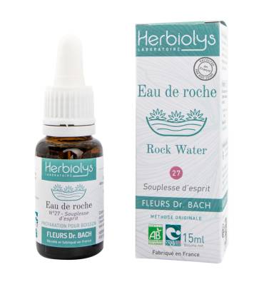 Elixir floral de Bach n°27 Rock water (Eau de roche) frais BIO – Fleur Dr Bach Herbiolys