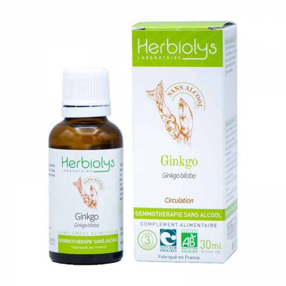 Bourgeon de Ginkgo 50ml Bio sans alcool - Gemmothérapie sans alcool HERBIOLYS